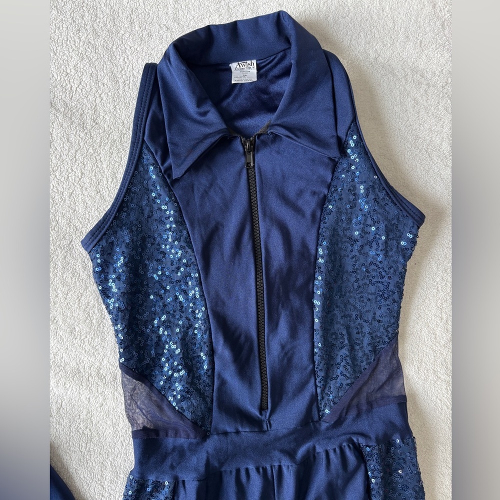 A Wish Come True Midnight Blue Sequin Dance Costume Jumpsuit, Adult Small - Picture 2 of 11